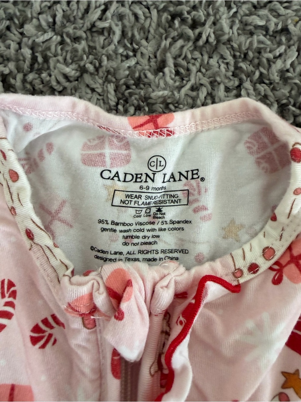 Caden Lane Pink Holiday Tree Ruffle Footie - Picture 2 of 4